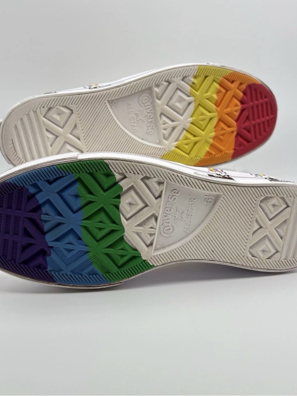 Converse Low Top Canvas Sneakers with Rainbow Graphic - White - Picture 6 of 7